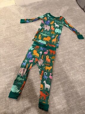 Little Sleepies Green Safari Animal Print Pajama Set